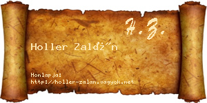 Holler Zalán névjegykártya